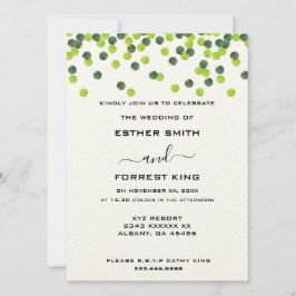 Invitación Elegante Boda de diseño de puntos de polka verde a