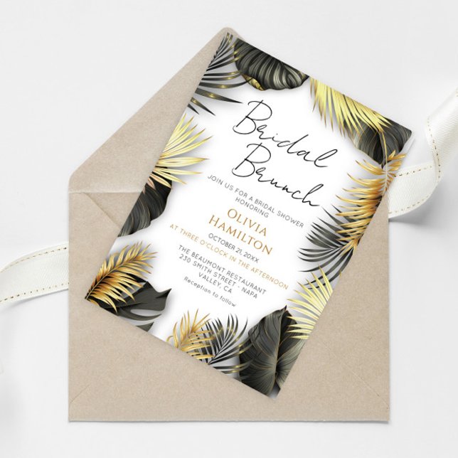 Invitación Elegante Boda de ducha de brunch negro dorado (Subido por el creador)