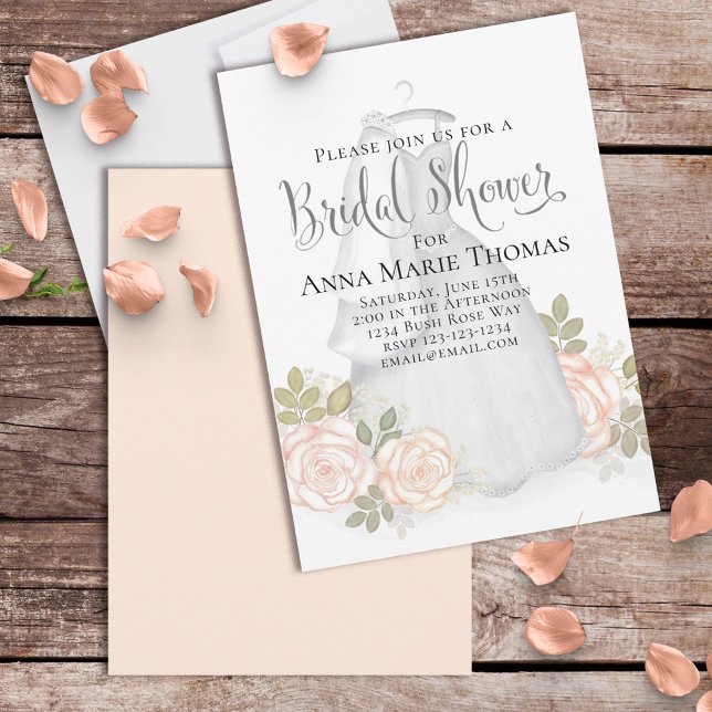 Invitación Elegante Boda de ducha de novia vestido romántico (Subido por el creador)