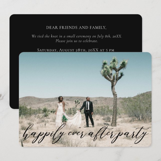 Invitación Elegante Boda de Elopement de Caligrafía Moderna (Anverso / Reverso)