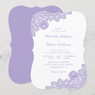 Invitación Elegante Boda de encaje floral de Lavanda