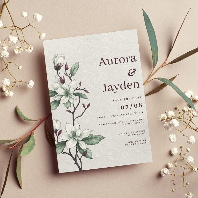 Invitación Elegante boda de encaje floral de menta blanca bur (Elegant burgundy white mint floral lace wedding)