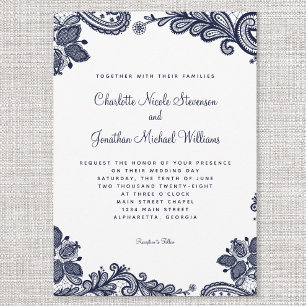 Invitación Elegante Boda de encaje Personalizado foto Moda az