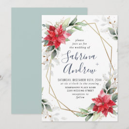 Invitación Elegante Boda de Energía de Invierno de Poinsettia