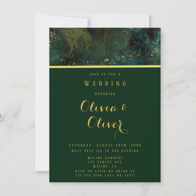 Invitación Elegante Boda de Envejecimiento de Purpurina Ecoló (Anverso)