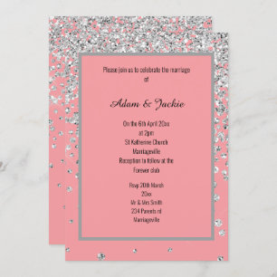 INVITACIÓN ELEGANTE BODA DE ESCALADO DE PLATA ROSA DE PINTURA