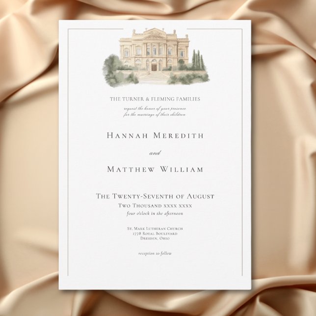 Invitación Elegante Boda de escenas vintage neoclásicas (Elegant Neoclassical Vintage Scenes Wedding Invitation)