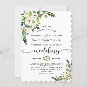 Invitación Elegante Boda de escritura a mano floral en flor b