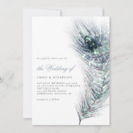 Invitación Elegante Boda de escritura azul Verde azulada de p