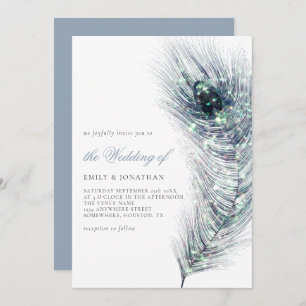 Invitación Elegante Boda de escritura azul Verde azulada de p
