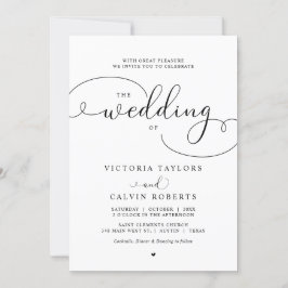Invitación Elegante Boda de escritura de caligrafía romántica