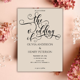 Invitación Elegante Boda de escritura de caligrafía romántica