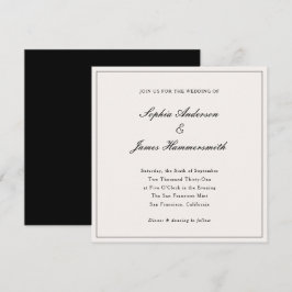 Invitación Elegante Boda de escritura de marco negro formal