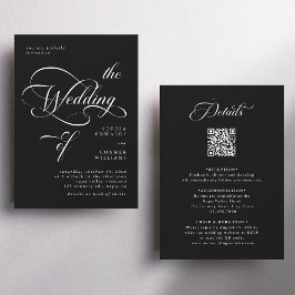 Invitación Elegante Boda de escritura elegante todo en un neg
