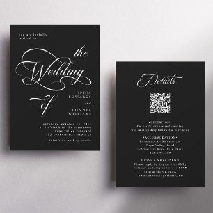 Invitación Elegante Boda de escritura elegante todo en un neg
