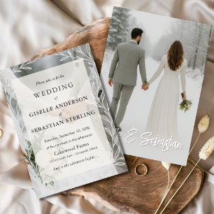 Invitación Elegante Boda de escritura floral fotográfica de i