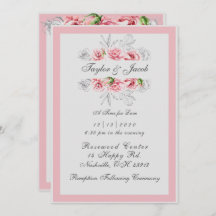 Elegante Boda de escritura floral gris rosa