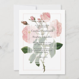 Invitación Elegante Boda de escritura floral suave y bruta ro