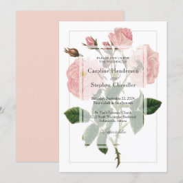Invitación Elegante Boda de escritura floral suave y bruta ro