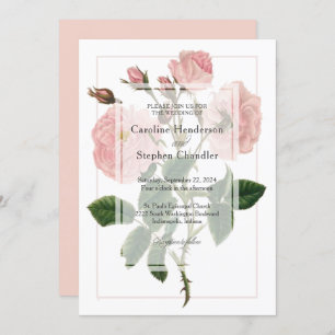 Invitación Elegante Boda de escritura floral suave y bruta ro