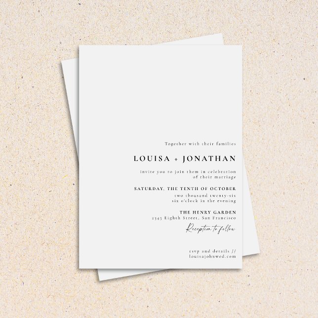 Invitación Elegante Boda de escritura formal blanco negro (Subido por el creador)