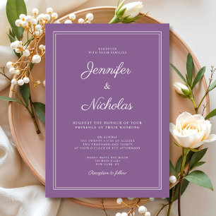 Invitación Elegante Boda de escritura Lilac francés moderna