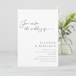 Invitación Elegante Boda de escritura Minimalista en blanco y
