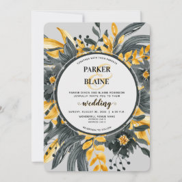 Invitación Elegante Boda de escritura moderna con flores amar