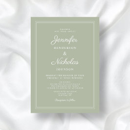 Invitación Elegante Boda de escritura verde sabio moderno