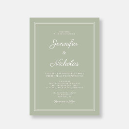 Invitación Elegante Boda de escritura verde sabio moderno
