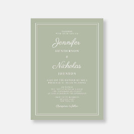 Invitación Elegante Boda de escritura verde sabio moderno