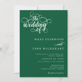 Invitación Elegante Boda de escritura verde y blanca