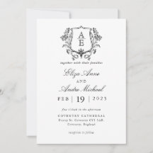 Elegante Boda de Escudo de hoja de monograma blanc