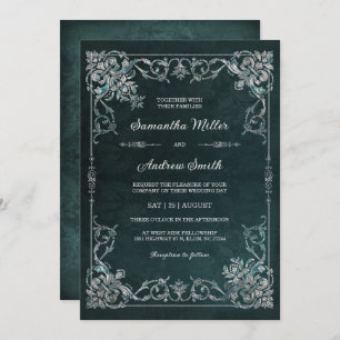 Invitación Elegante Boda de Esmeralda y Diamante