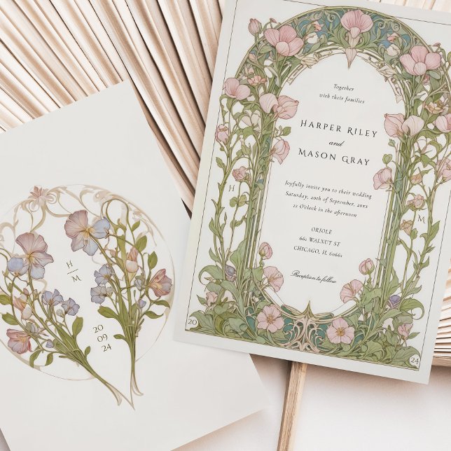 Invitación Elegante Boda de estilo Art Nouveau dulce Pea (Subido por el creador)