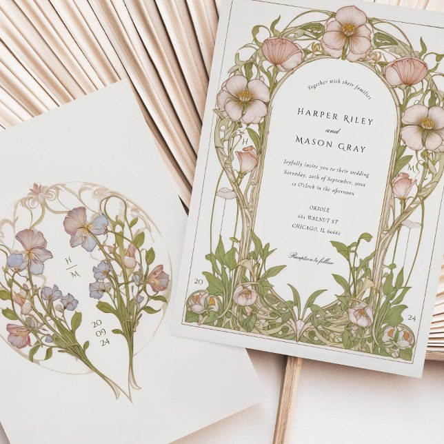 Invitación Elegante Boda de estilo Art Nouveau dulce Pea (Subido por el creador)