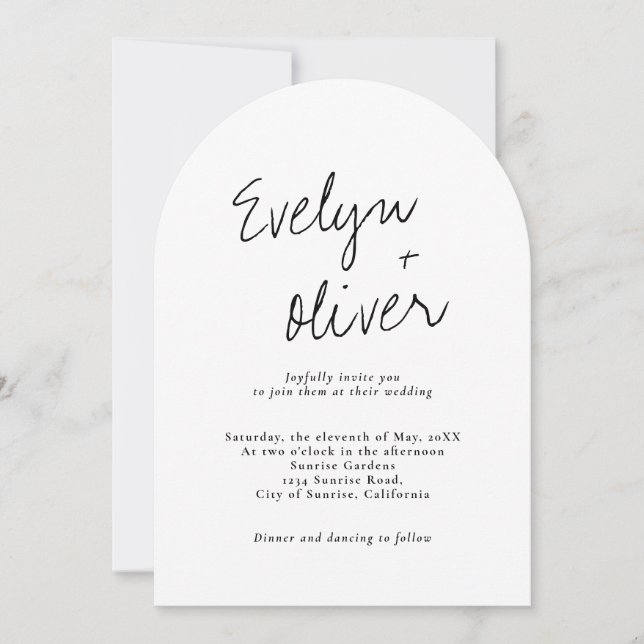 Invitación Elegante Boda de estilo de arco de código QR de es (Anverso)