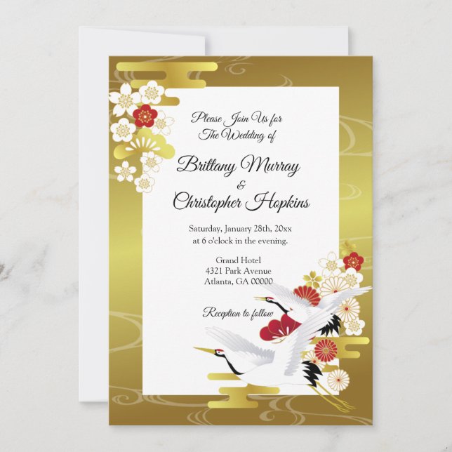 Invitación Elegante Boda de estilo japonés (Anverso)