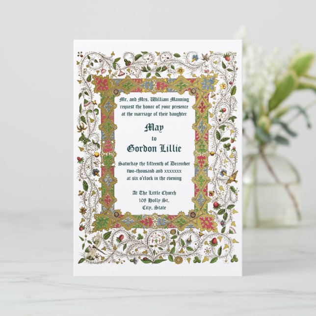 Invitación Elegante Boda de estilo medieval de la época victo (Anverso de pie)
