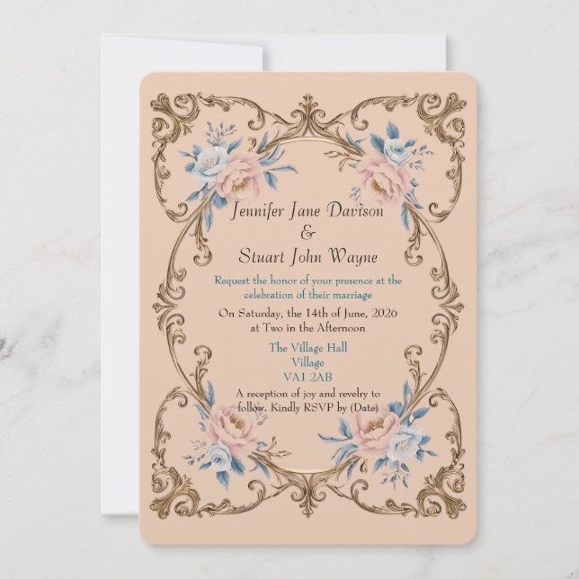 Invitación Elegante Boda de estilo rococó (Anverso)