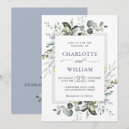 Invitación Elegante Boda de Eucalipto con Acuarela Verde