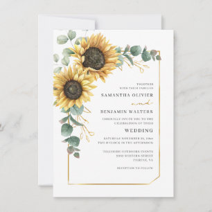 Invitación Elegante Boda de Eucalipto floral de girasol flora
