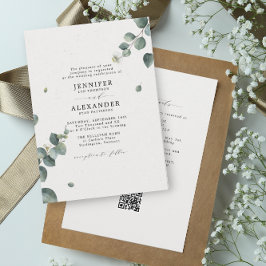 Invitación Elegante Boda de Eucalipto todo en un código QR RS