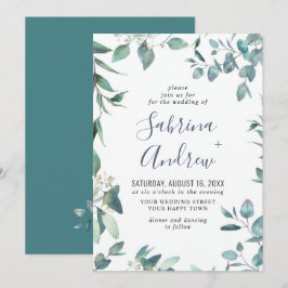 Invitación Elegante Boda de Eucalipto Verde Acuarela