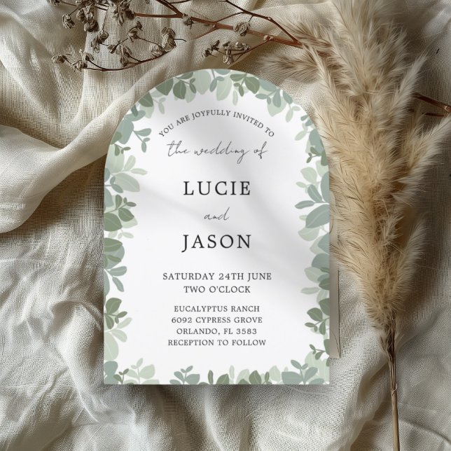 Invitación Elegante Boda de Eucalipto Verde Arch Sage (Subido por el creador)