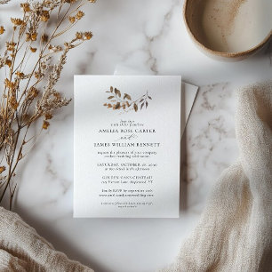Invitación Elegante Boda de Eucaliptus en otoño Minimalista