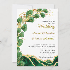 Invitación Elegante Boda de Eucalyptus del Agate Verde Esmera