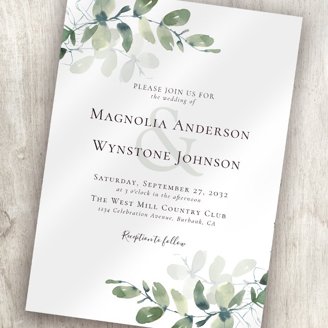 Invitación Elegante Boda de Eucalyptus Greenery (Subido por el creador)