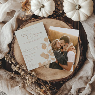 Invitación Elegante Boda de Fall de Marfil y Terracota