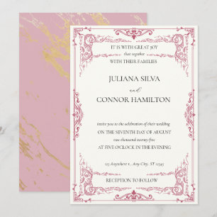 Invitación elegante boda de fiesta de té dorado